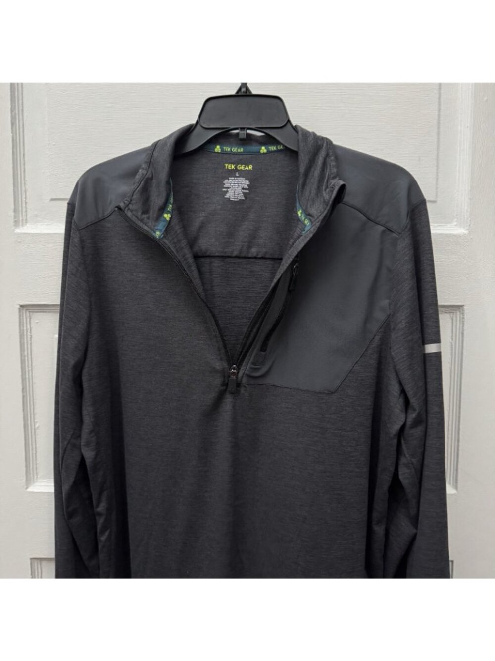 Tek Gear Mens L Gray Quarter Zip Performance Pullover Reflective Chest Pocket - Picture 5 of 7